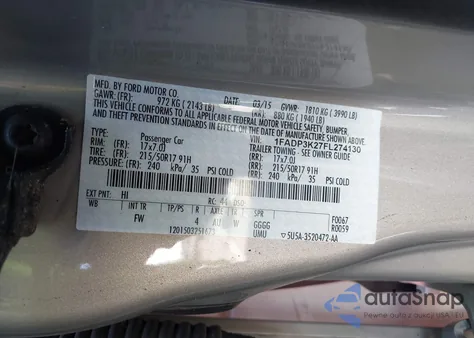2015 Ford Focus Se from USA, damaged, VIN 1FADP3K27FL274130